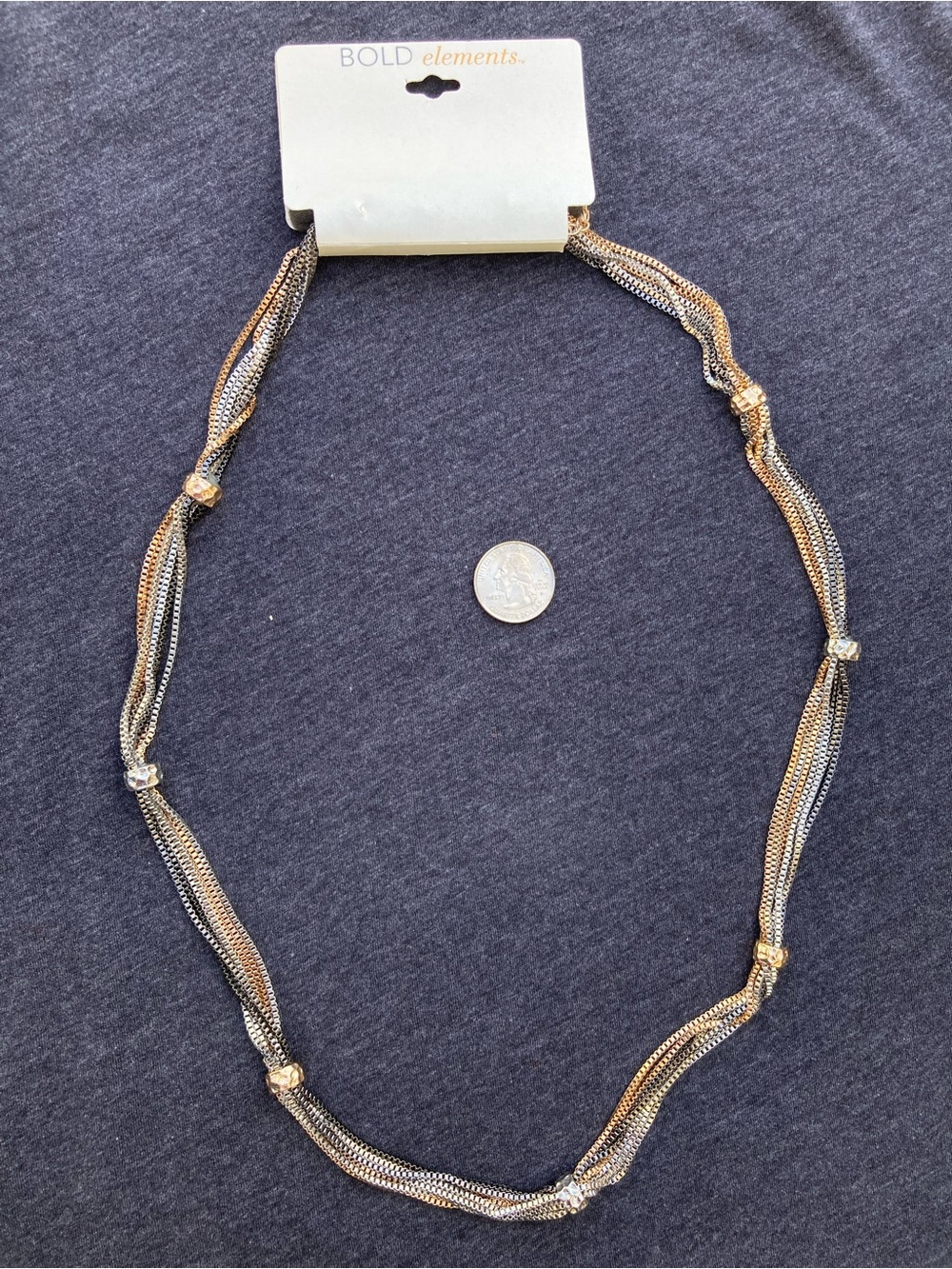 Bold Elements Two-Tone Mixed Metal Necklace in Gold and Silver